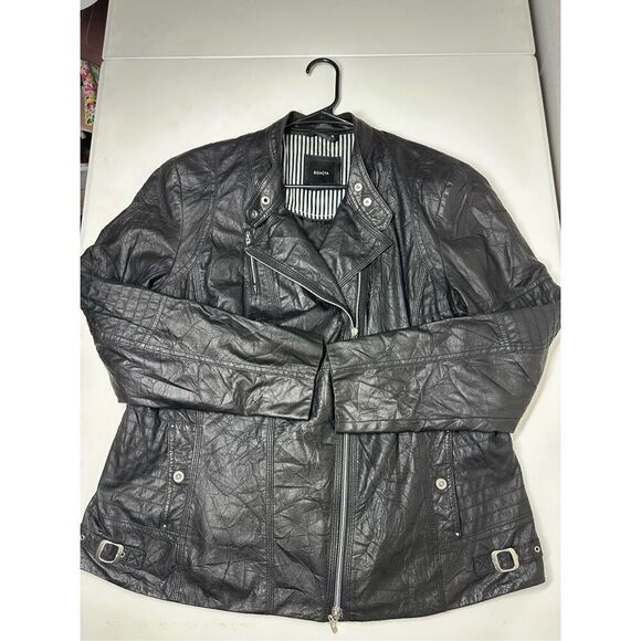 Bonita Women’s Faux Leather Black Full Zip Jacket Size 48 EU/ XXL US See Notes - Picture 7 of 16